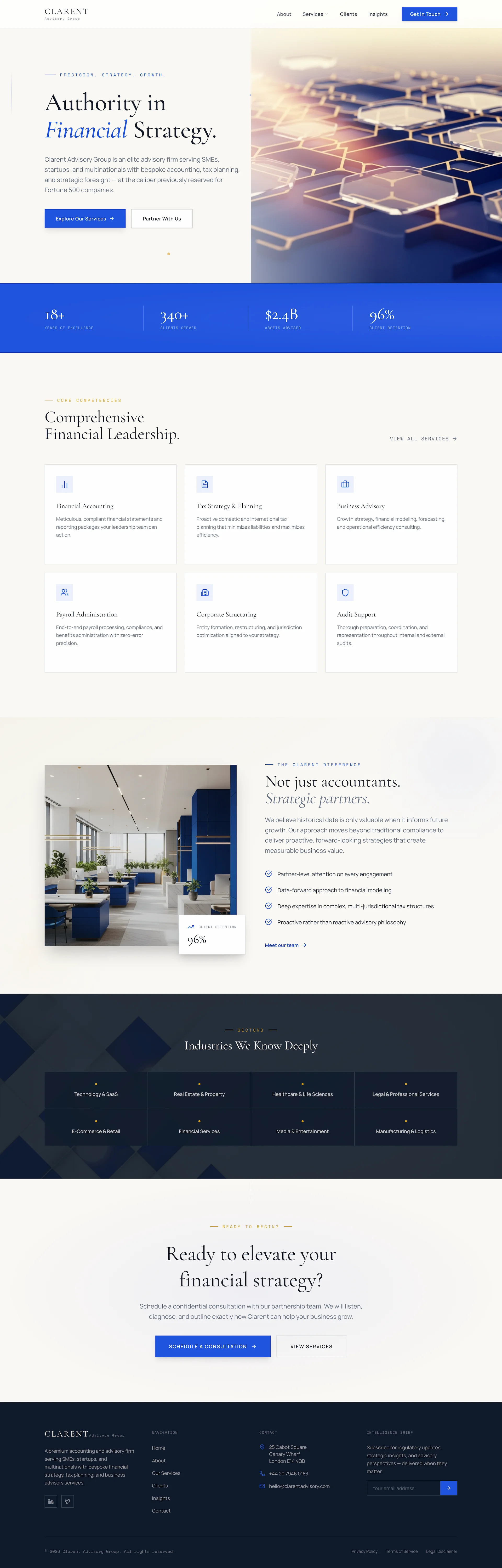 Clarent Advisory — website page view 1