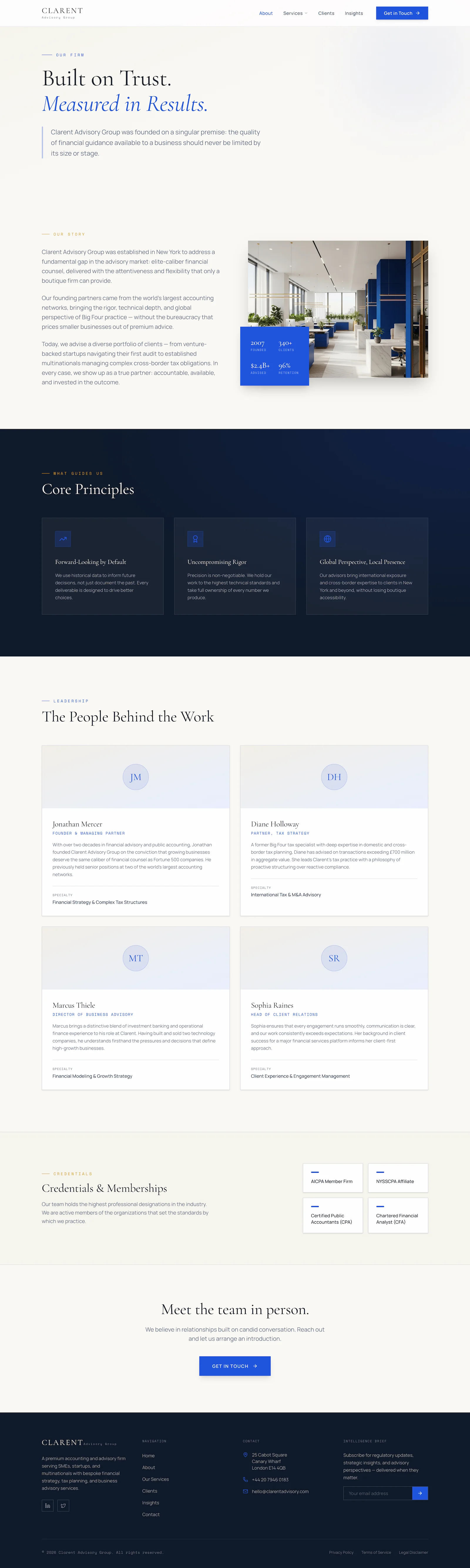 Clarent Advisory — website page view 2