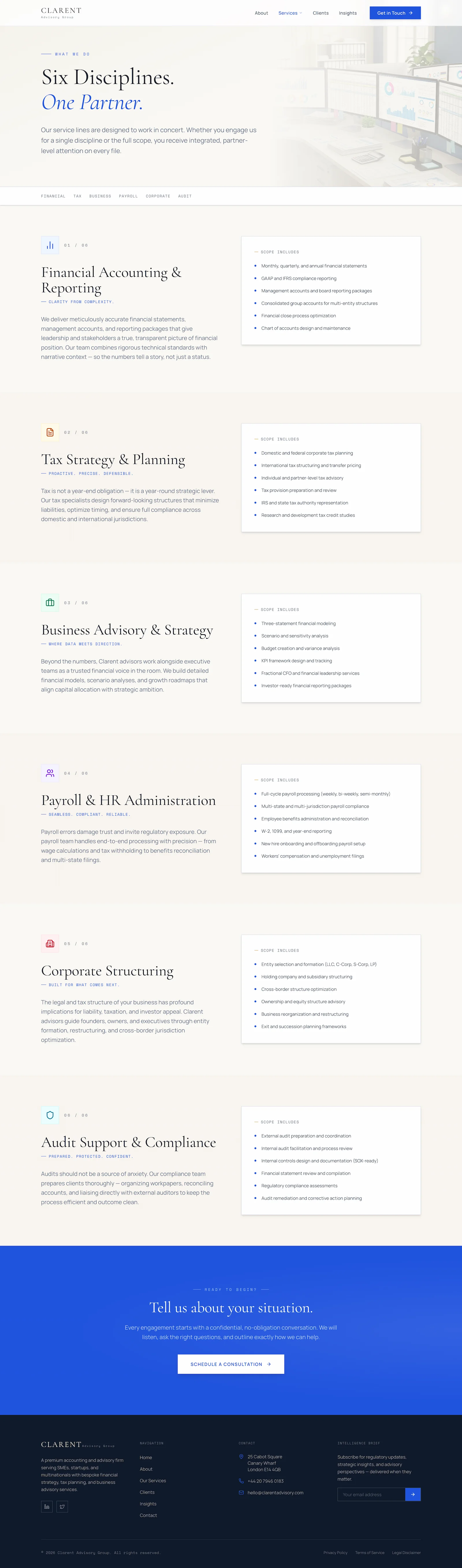 Clarent Advisory — website page view 3