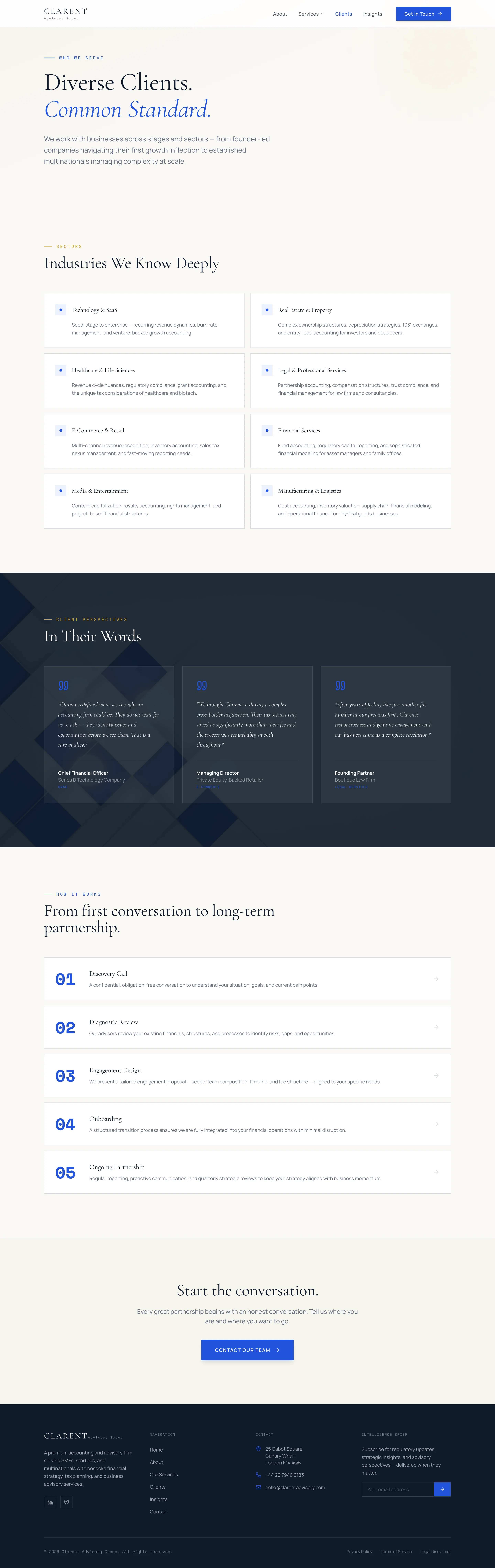 Clarent Advisory — website page view 4