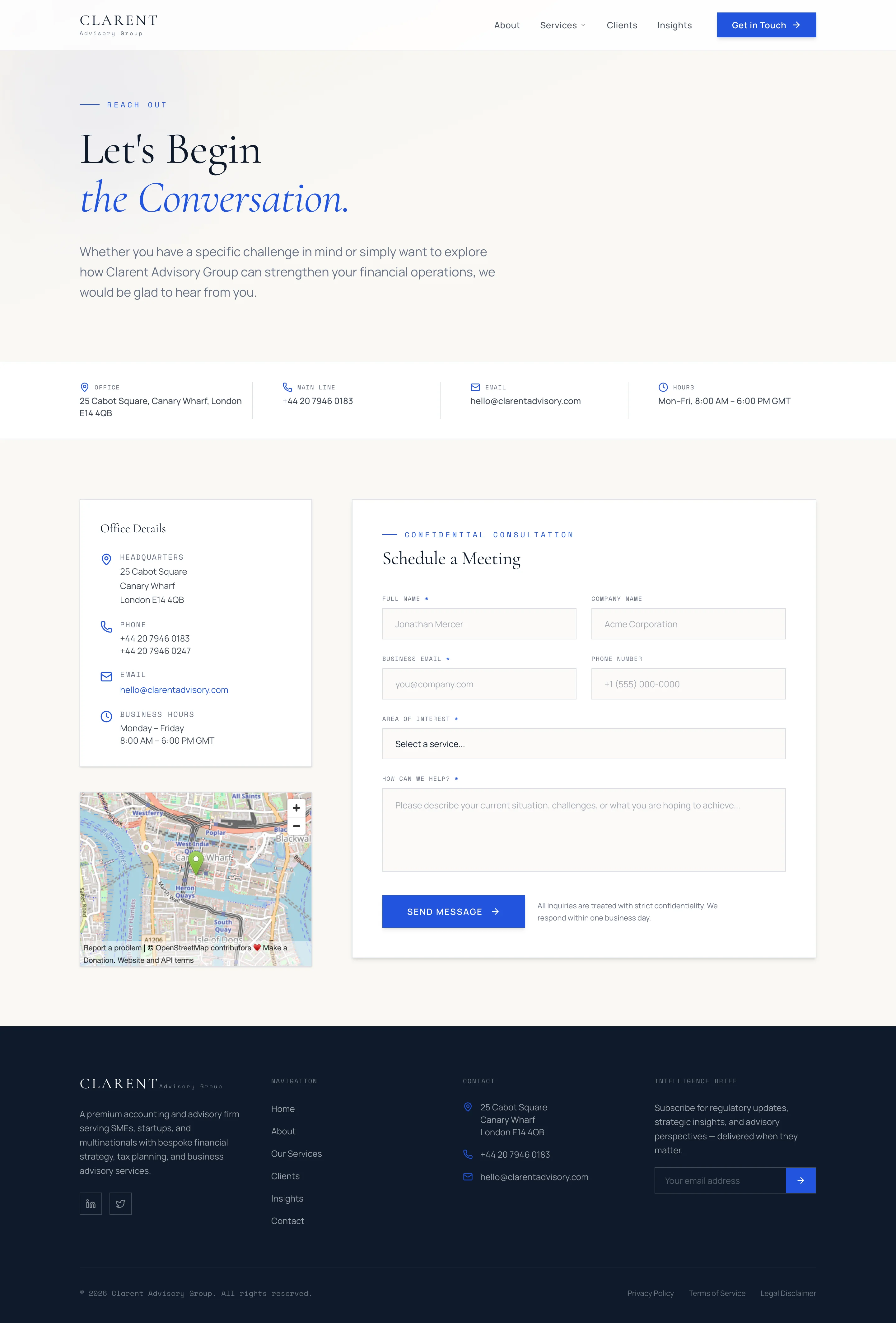 Clarent Advisory — website page view 6