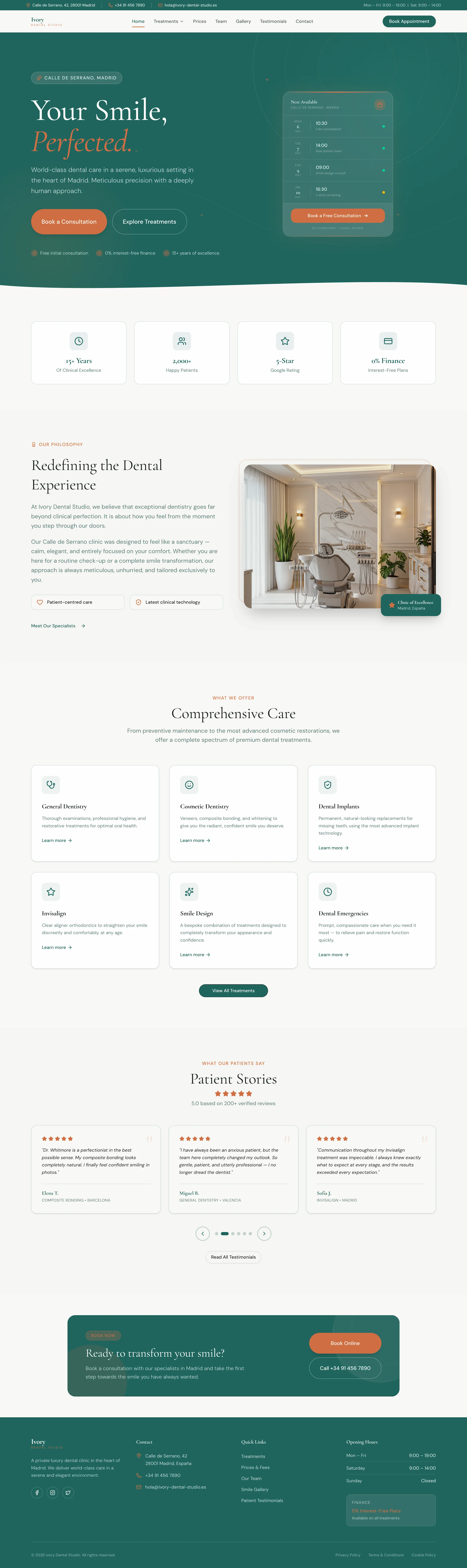 Ivory Dental — website page view 1
