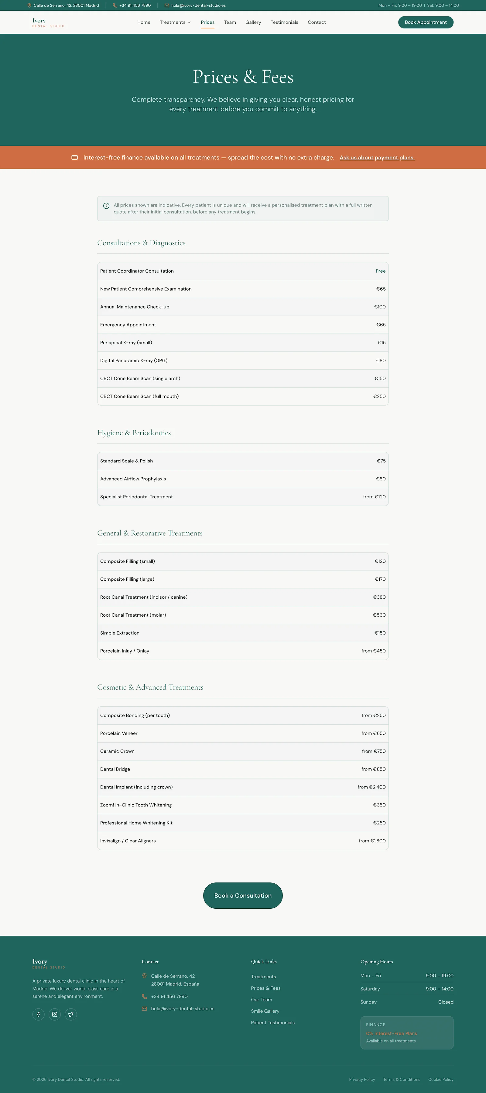 Ivory Dental — website page view 3