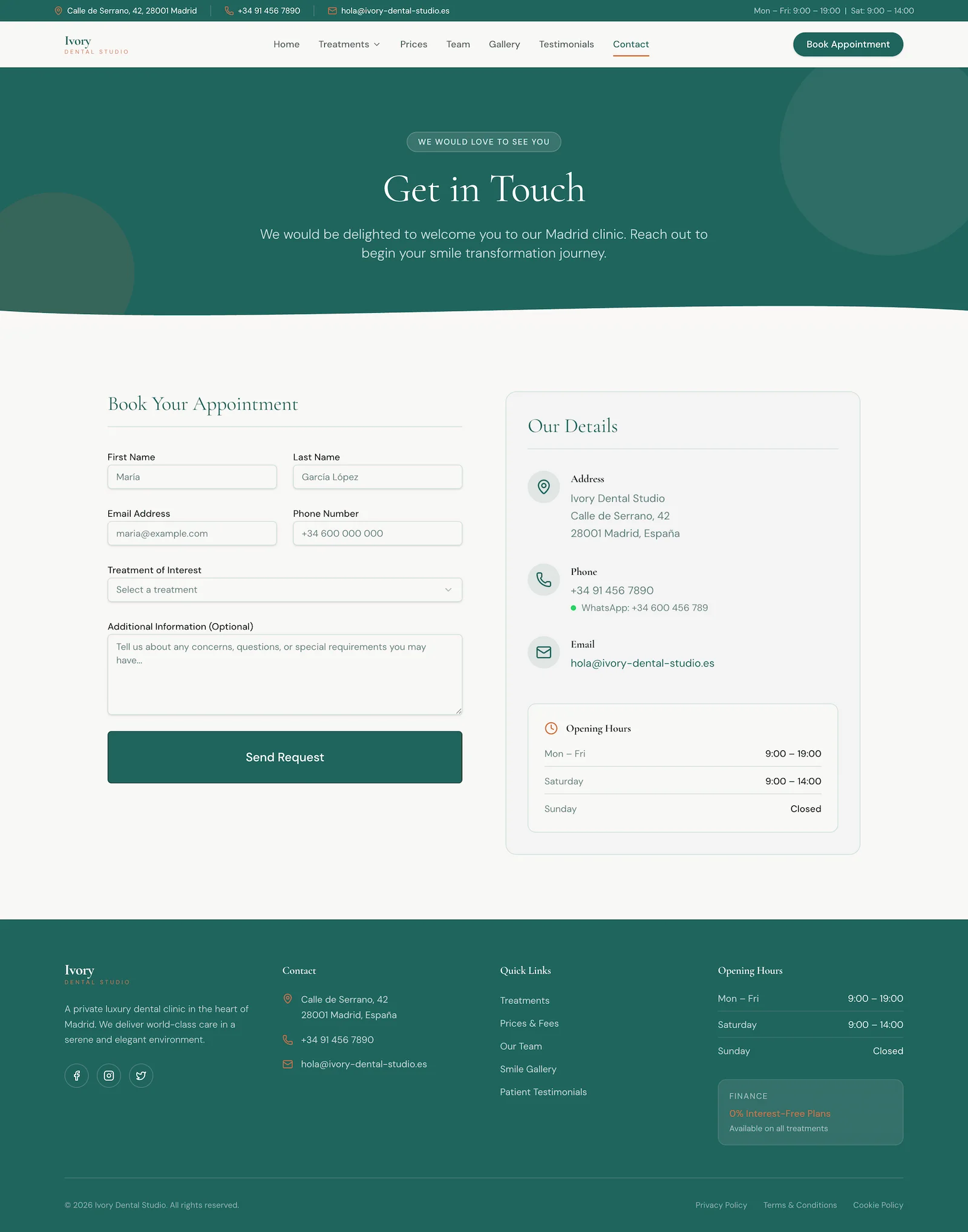 Ivory Dental — website page view 5